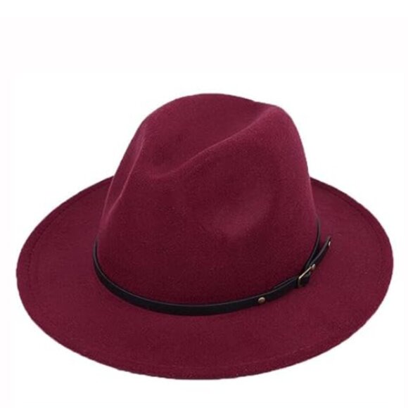 Wool Wine Hat with Belt Buckle - Picture 2 of 3